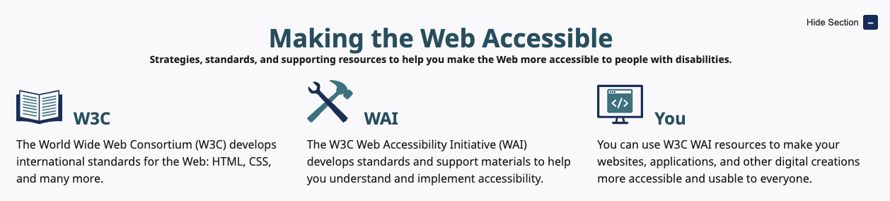 Screenshot of WCAG website